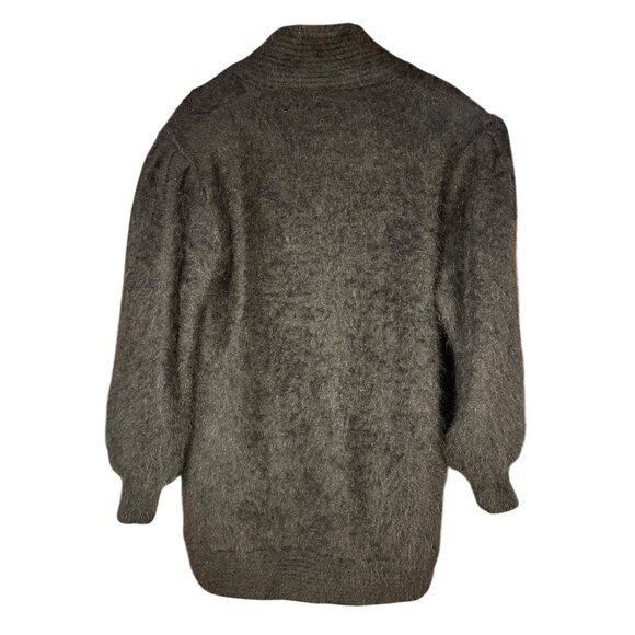 Lee Sands Black Cardigan XL (est) Angora blend Embroidered Old Money Mob Wife - Picture 2 of 13